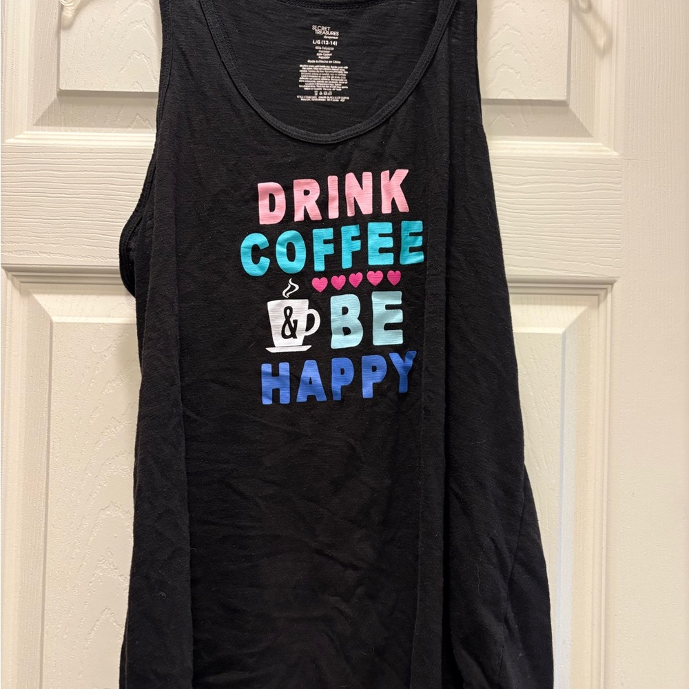 Secret Treasures Black Tank Top and shorts   with Colorful Text